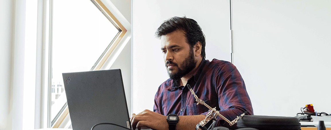 Two people working together